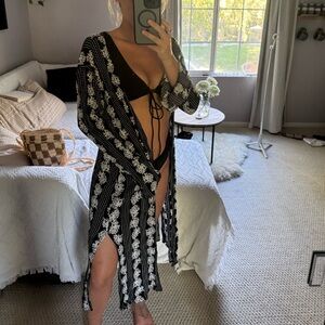 Band of Gypsies Black and White Crochet Swim Coverup